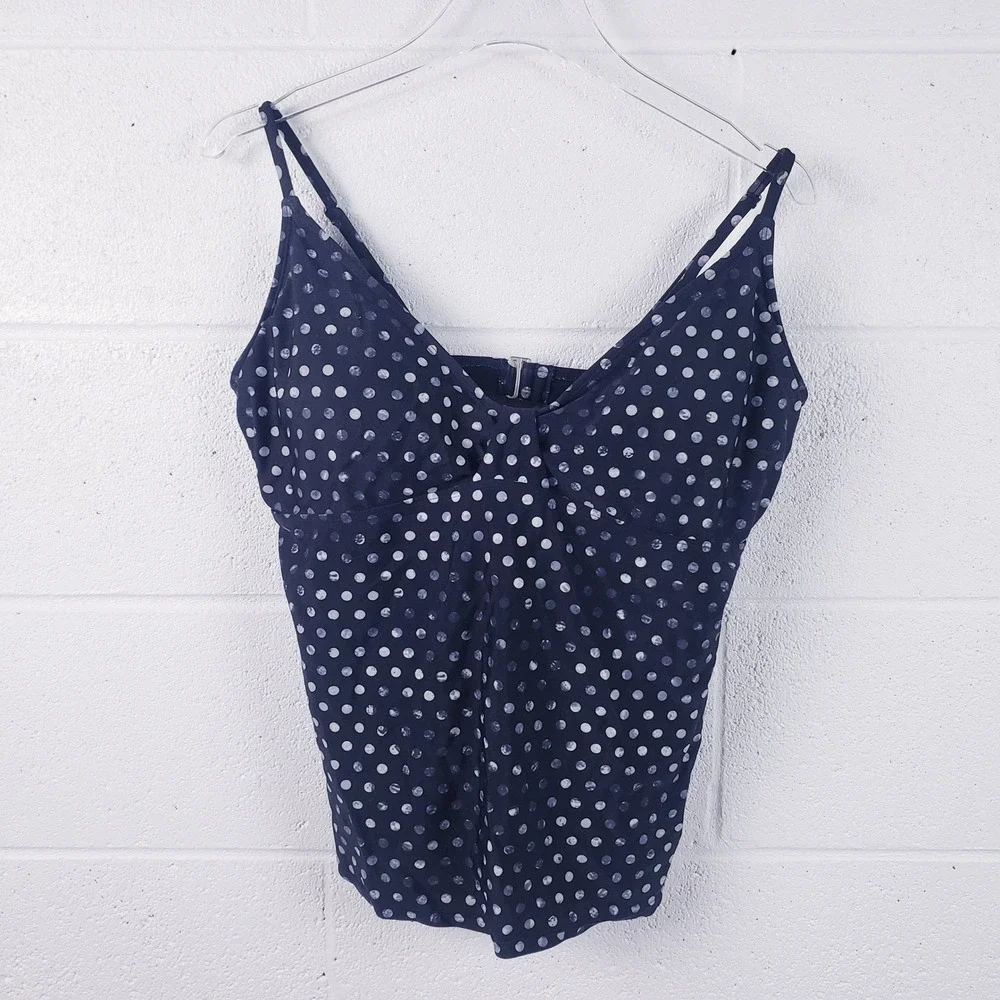 Athleta‎ Tankini Swimsuit Black Polka Dot Side Tie Bikini Bottom 2pc Set Medium